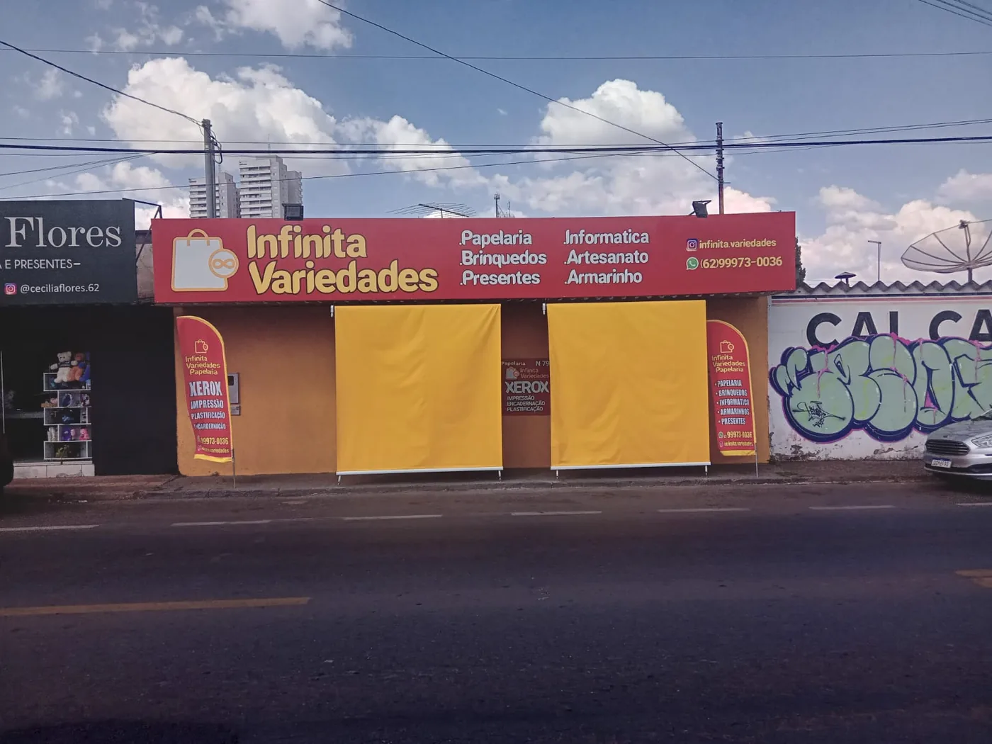 Fachada da papelaria Infinita Variedades na Vila Bela, Goiânia